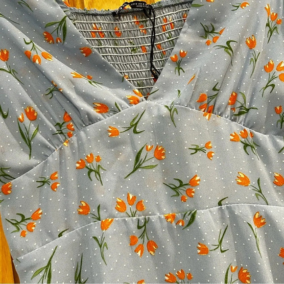 Zara Blue Floral Dress - Picture 6 of 11